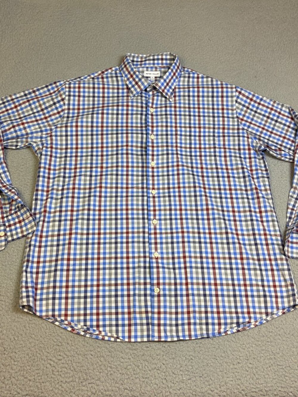 Peter Millar Shirt Men XL Blue Multicolor Plaid Button Down Cotton Preppy